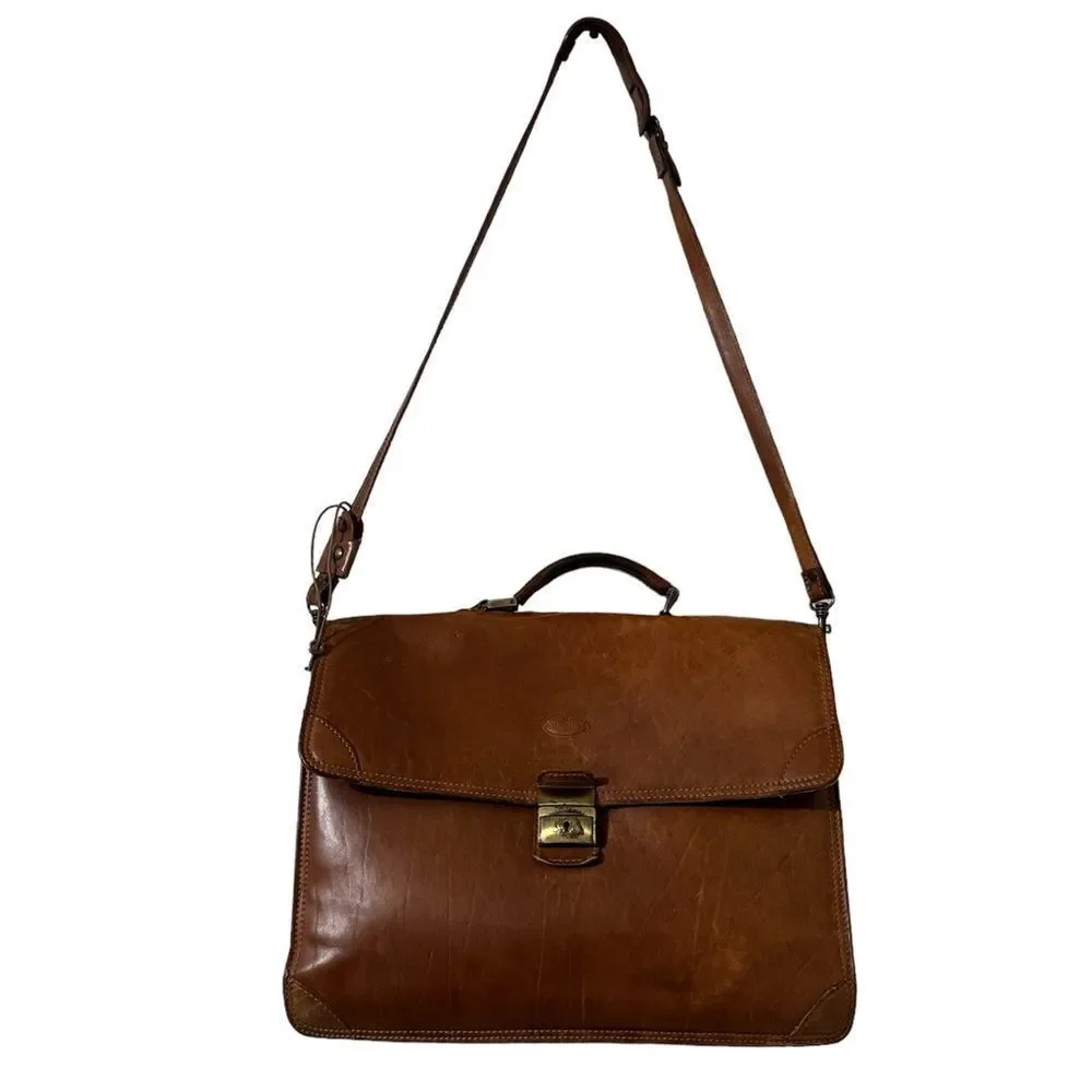 Vintage VALENTINO Leather Briefcase Document Bag With Working Key COA